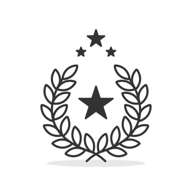 Yıldız simgesi olan çelenk basit siluet düz biçim vektör çizimi.