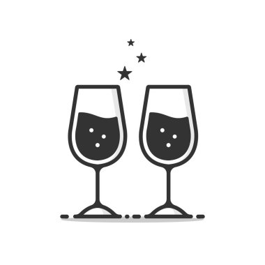 Beyaz arkaplanda şarap cam ikonu izole vektör çizimi.