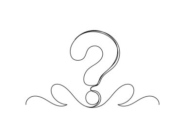 Soru işareti sürekli beyaz arkaplanda izole edilmiş vektör çizimi.