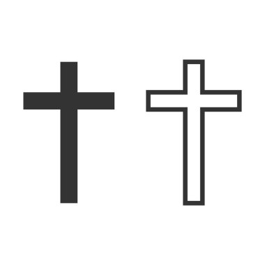 Beyaz arkaplanda Hristiyan çapraz simgesi izole edilmiş vektör çizimi.