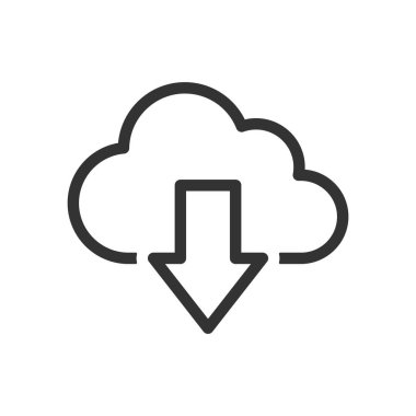 Beyaz arkaplanda bulut indirme simgesi izole edilmiş vektör çizimi.