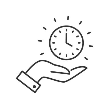 Avuç içi simgesinde ana saat zamanlayıcısı beyaz arkaplanda basit düz stil vektör çizimi.