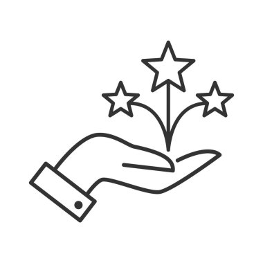 Avuç içi simgesindeki yıldızlar beyaz arkaplanda izole edilmiş vektör çizimi.