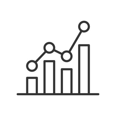 Beyaz arkaplan üzerindeki grafik grafik çizelgesi simgesi izole edilmiş düz tasarım vektör çizimi.
