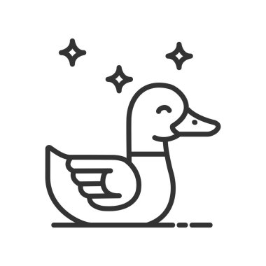 Ördek simgesi beyaz arkaplandaki düz tasarım vektör çiziminde izole edildi.