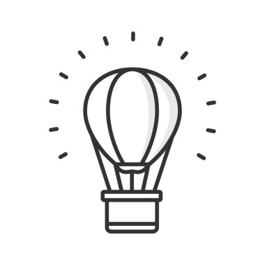 Düz stil izole edilmiş beyaz arkaplanda sıcak hava balonu simgesi.