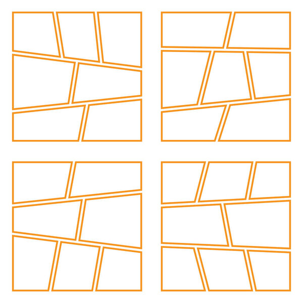 Set of collage grid comic divider blank template isolated vector illustration on white background.