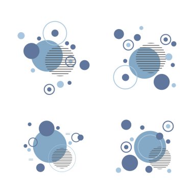 Mavi basit soyut geometrik hippi desenli element beyaz arkaplanda izole edilmiş vektör çizimi.