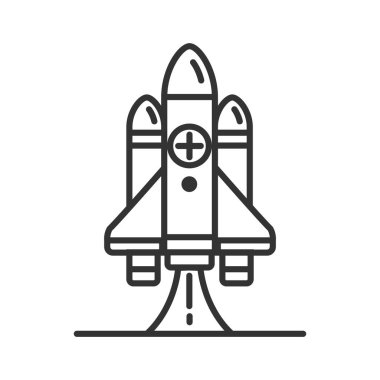 Roket simgesi uzay keşfi kavramı beyaz arkaplanda izole edilmiş vektör çizimi.