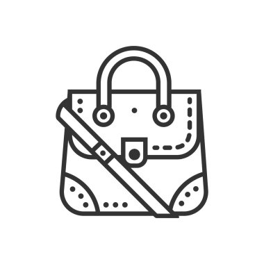 Beyaz arkaplanda şirin el çantası simgesi izole edilmiş vektör çizimi.