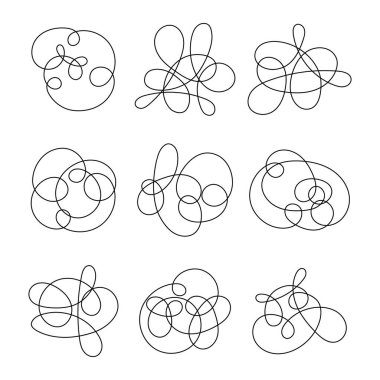 Beyaz arkaplanda soyut el çizimi karışık çizgi çizimi izole edilmiş vektör çizimi.