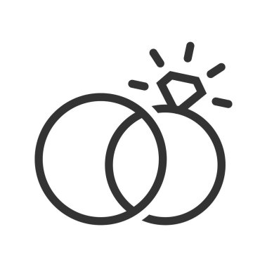 Alyans çift düz stil izole vektör çizimi beyaz arkaplan üzerinde.