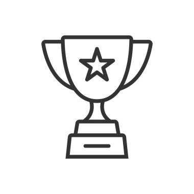 Beyaz arkaplanda izole edilmiş kupa çizgisi simgesi.