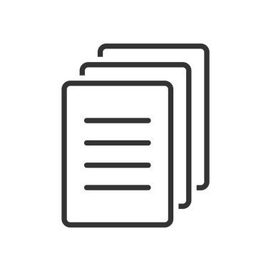 Beyaz arkaplanda kağıt belge simgesi izole edilmiş düz biçim vektör çizimi.