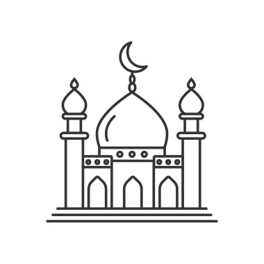 Müslüman namazı için cami simgesi izole edilmiş düz biçim illüstrasyonu