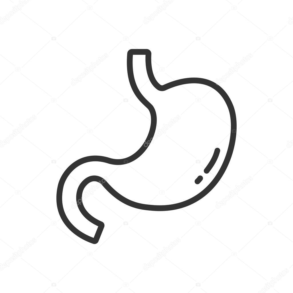 Simple human stomach outline icon isolated flat style vector illustration on white background.