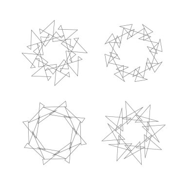 Soyut çember tel çerçeve üçgen çizgisi beyaz arkaplanda izole edilmiş vektör çizimi.