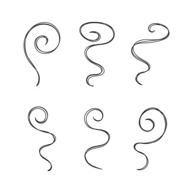 Duman buhar simgesi beyaz arkaplanda izole edilmiş düz tasarım vektör çizimi ayarlandı.