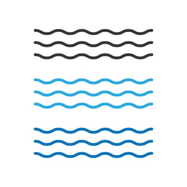 Basit dalgalar beyaz arkaplanda izole edilmiş vektör illüstrasyonunu karaladı.