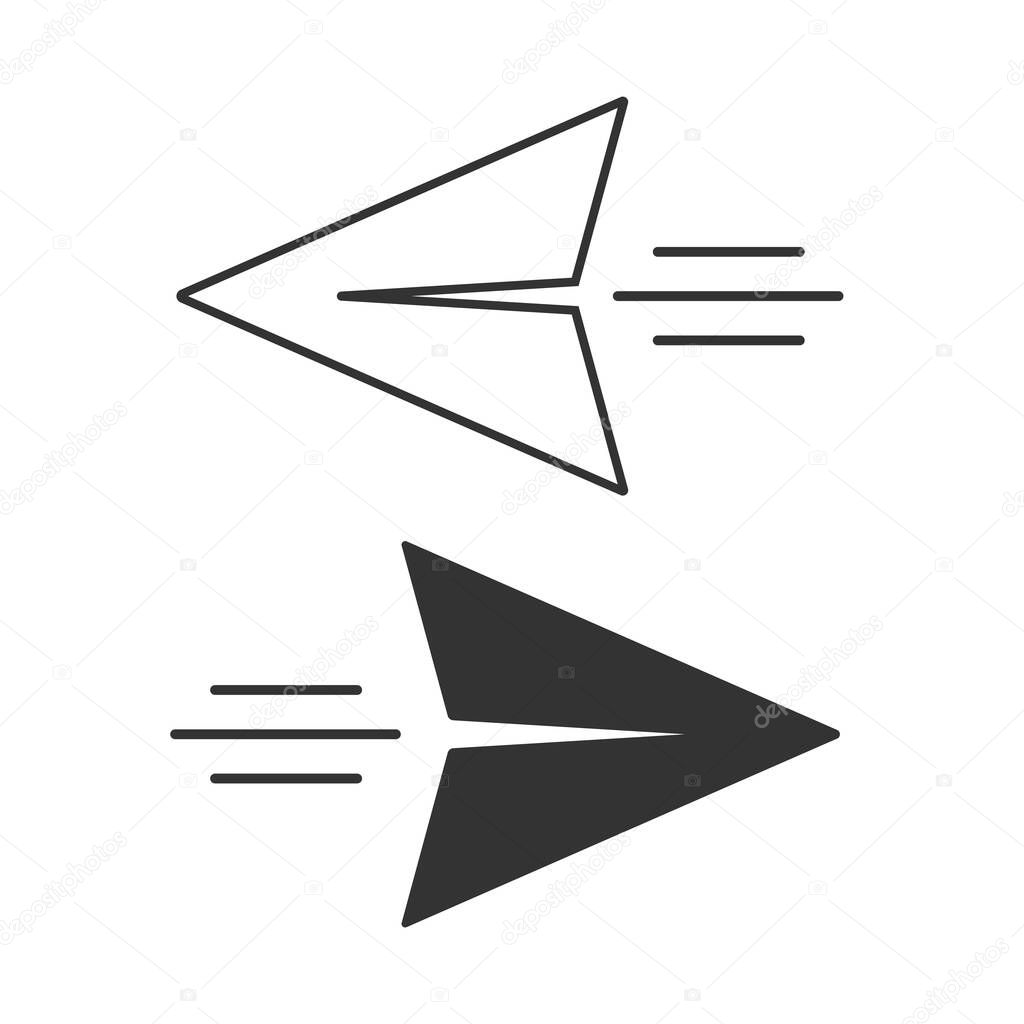 Set of paper airplane isolated flat style vector illustration on white background.