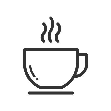 Beyaz arkaplanda izole edilmiş kahve ikonu sembolü tasarım vektörü çizimi