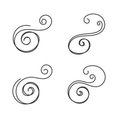 Estetik girdap çizgisi seti beyaz arkaplanda izole edilmiş düz stil dekorasyonu.