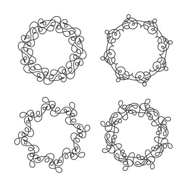 Estetik soyut çember çizgisi sanat dekorasyonu beyaz arkaplanda izole edilmiş düz tasarım vektör çizimi