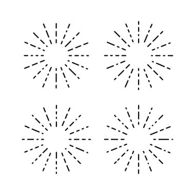 Beyaz arkaplanda güneş patlaması tasarım elementi düz biçim vektör çizimi.