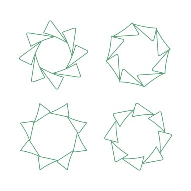 Estetik çember çizgisi sanat dekorasyonu beyaz arkaplanda izole edilmiş düz tasarım vektör çizimi
