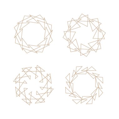 Soyut çember tel çerçeve üçgen çizgisi beyaz arkaplanda izole edilmiş vektör çizimi.