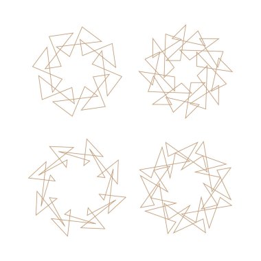 Kahverengi soyut daire tel çerçeve üçgen çizgisi beyaz arkaplanda izole vektör çizimi.