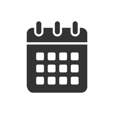 Beyaz arkaplanda basit takvim simgesi izole edilmiş düz tasarım vektör çizimi.