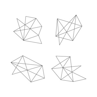 Geometrik üçgen örgü tel çerçeve beyaz arkaplan üzerine izole vektör çizimi.