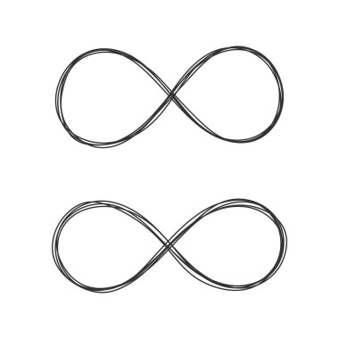 Soyut çember çizgisi sonsuzluk şekli el beyaz arkaplan üzerine izole edilmiş vektör çizimi.