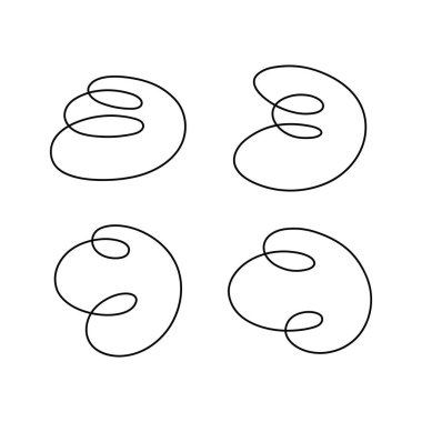 El çizimi spiral çizgisi dekorasyonu beyaz arkaplanda izole edilmiş düz tasarım.