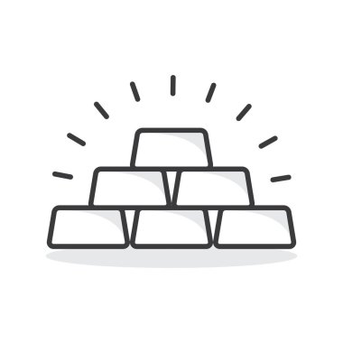 Beyaz arkaplanda izole edilmiş düz biçim vektör illüstrasyonuna sahip altın çubuk simgesi.