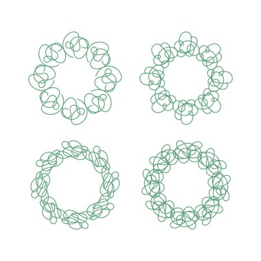 Soyut çember çiçek çerçevesi beyaz arkaplanda izole edilmiş düz tasarım vektör çizimi.