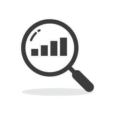 Beyaz arkaplanda izole edilmiş düz tasarım vektör resimli büyüteç çubuğu simgesi.