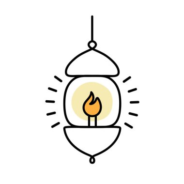 Asılan lamba simgesi beyaz arkaplanda izole edilmiş vektör çizimi.