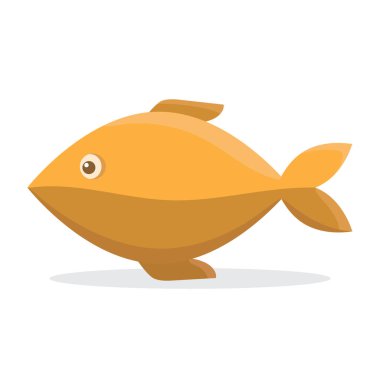 Beyaz arkaplanda turuncu balık simgesi izole edilmiş düz stil vektör çizimi.