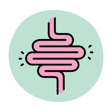 Beyaz arkaplanda bağırsak rengi simgesi izole edilmiş düz stil tasarım vektör çizimi.