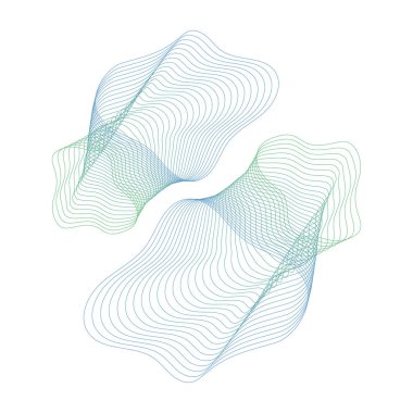 Yeşil mavi karıştırma çizgileri şekil beyaz arkaplan üzerinde izole vektör illüstrasyonunu ayarla.