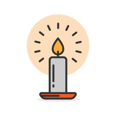 Beyaz arkaplanda mum ışığı simgesi basit siluet düz biçim vektör çizimi.