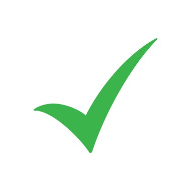 Beyaz arkaplanda yeşil renkli işaret simgesi izole edilmiş düz tasarım vektör çizimi.