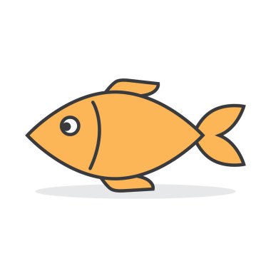 Basit turuncu balık simgesi beyaz arkaplanda izole edilmiş düz stil vektör çizimi.