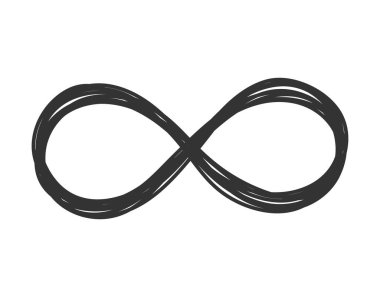 Beyaz arkaplanda el çizimi daire çizgisi sonsuzluk şekli izole edilmiş düz biçim tasarım vektör çizimi.