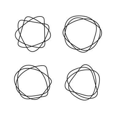 Soyut yuvarlak eğri ana hatlı şekil beyaz arkaplan üzerinde izole edilmiş düz stil tasarım vektör çizimi.