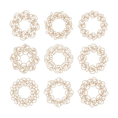 Abstract brown circle tangled line art decoration isolated flat design vector illustration on white background.