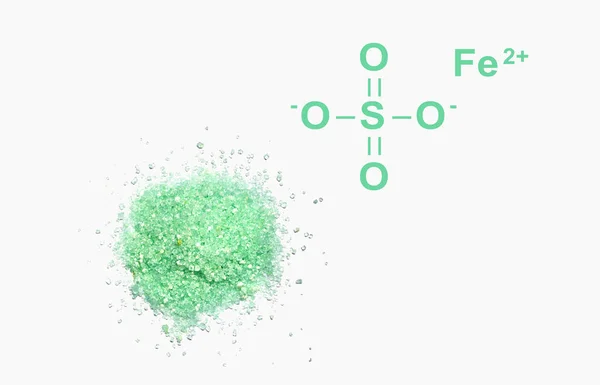 stock image Ferrous Sulfate with chemical  structure, a medicine used to treat and prevent iron deficiency anaemia.