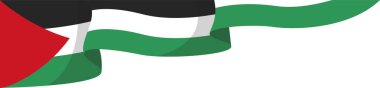Beyaz bir arka planda rüzgarda dalgalanan Filistin bayrağının tasviri